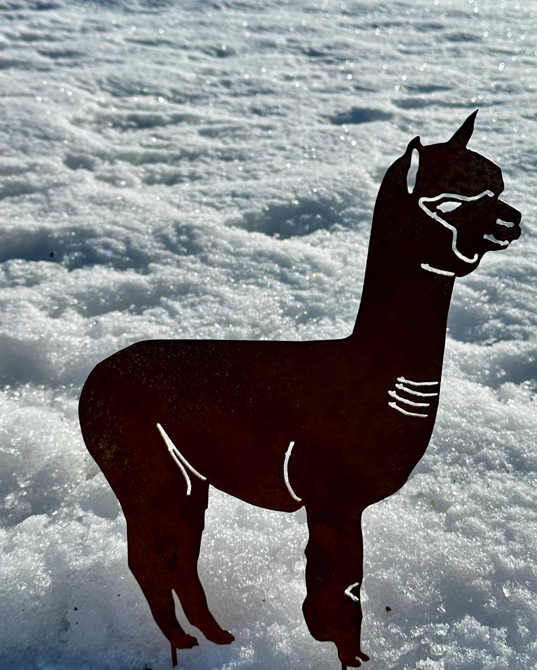 🦙 Edelrost Alpaka „Selma“ – Gartendeko aus Metall (klein/30 cm)