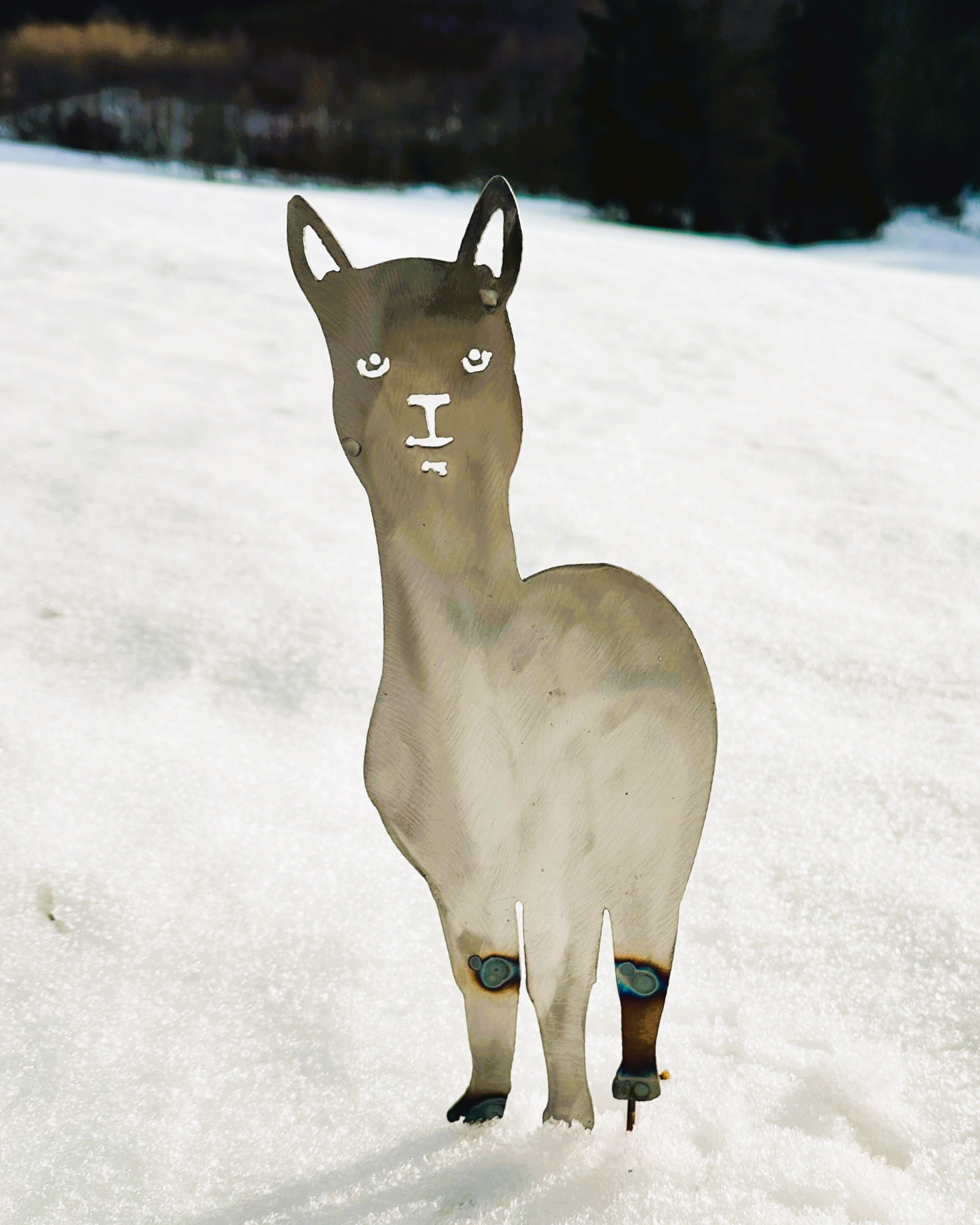 🦙 Edelrost Alpaka „Merle“ – Gartendeko aus Metall (klein/31 cm)