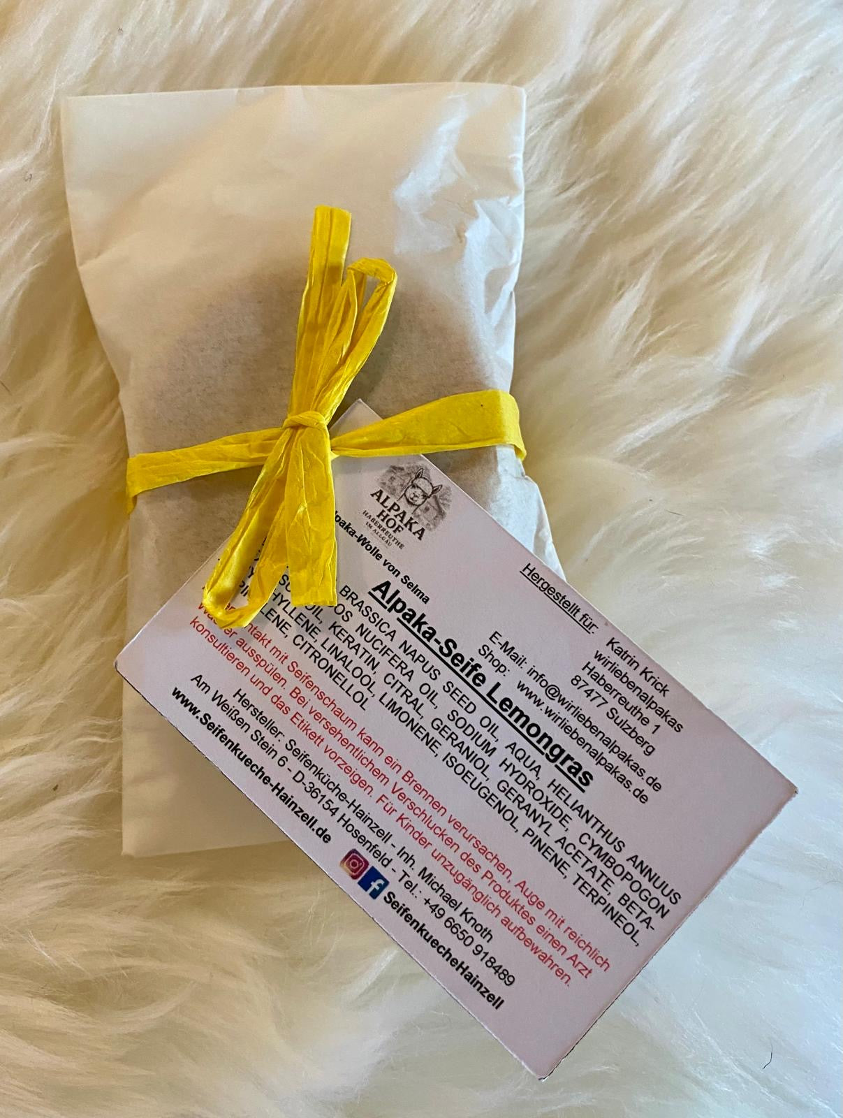 Alpaka Seife "Lemongras" von Selma