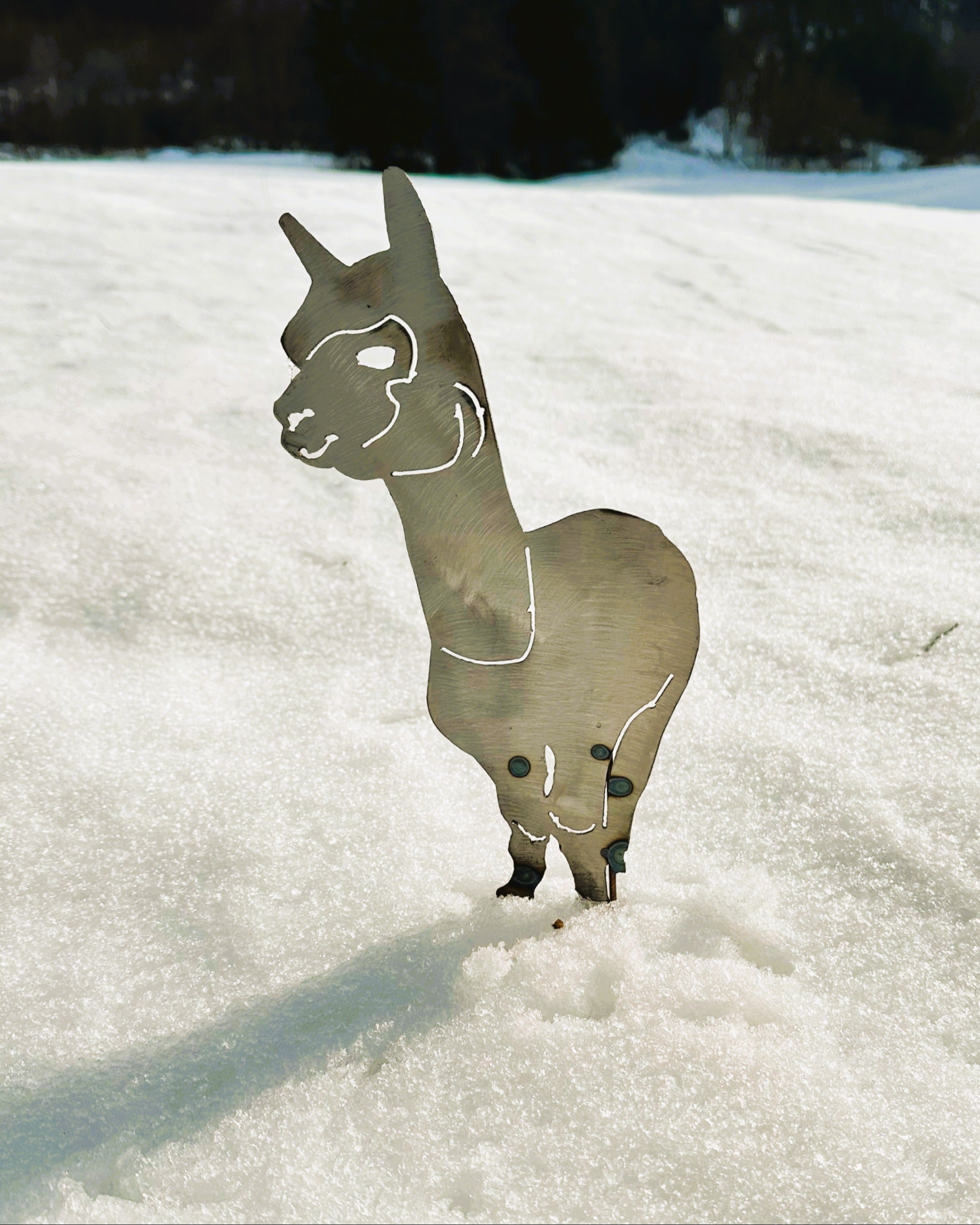🦙 Edelrost Alpaka „Lissy“ – Gartendeko aus Metall (klein/29 cm)