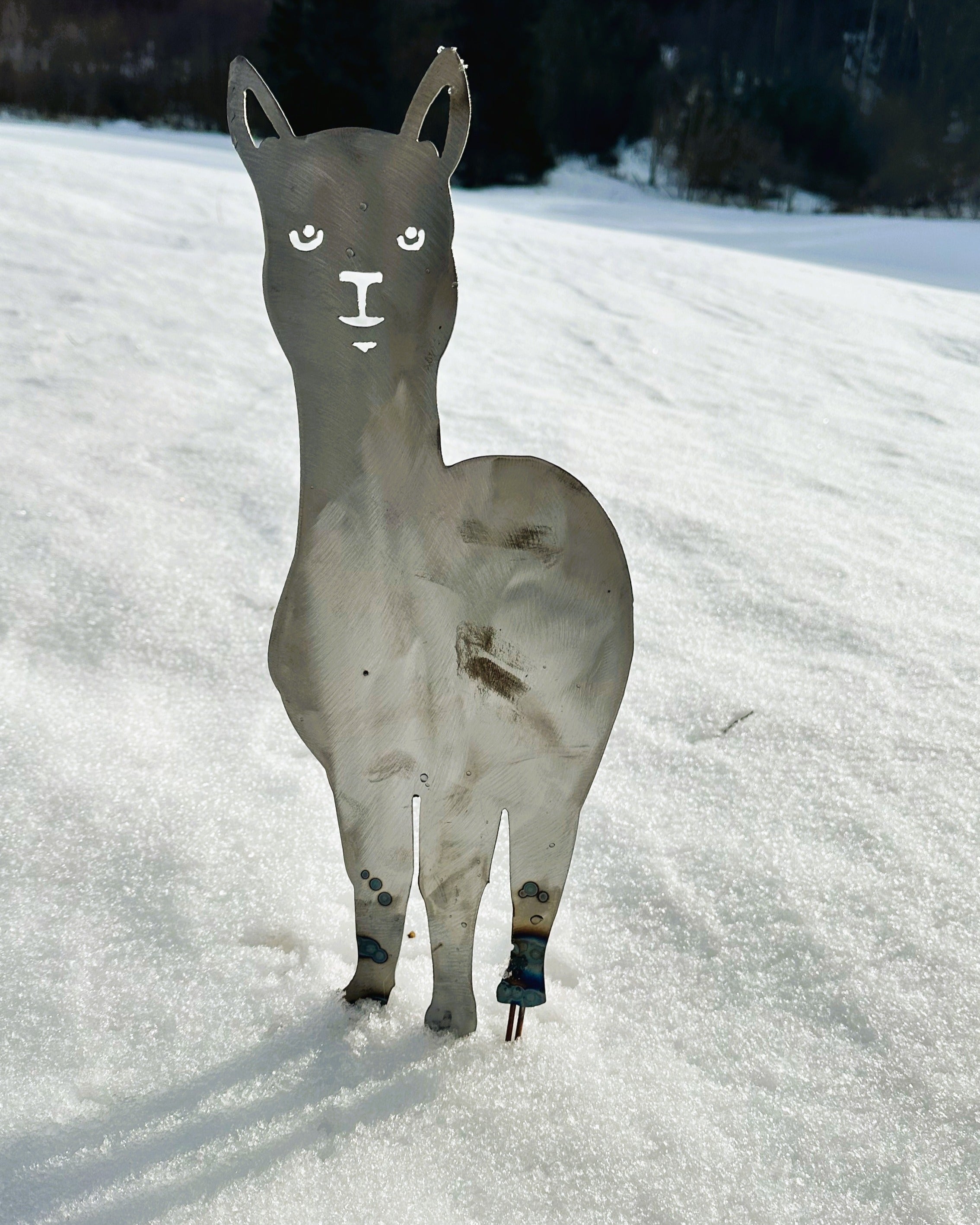 🦙 Edelrost Alpaka „Merle“ – Gartendeko aus Metall (groß/45 cm)